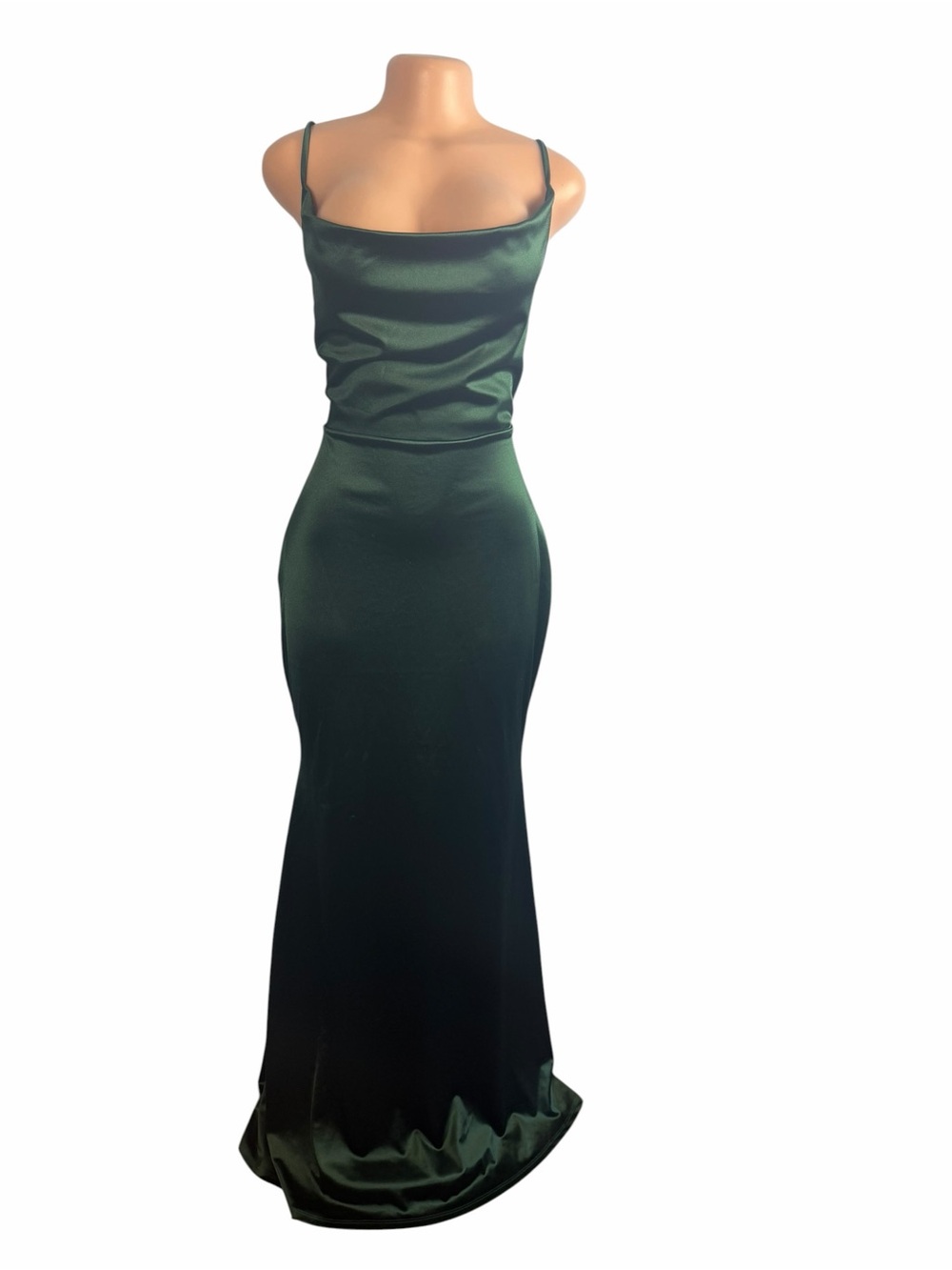 Windsor Hunter Green Satin Maxi Dress - Picture 3 of 10